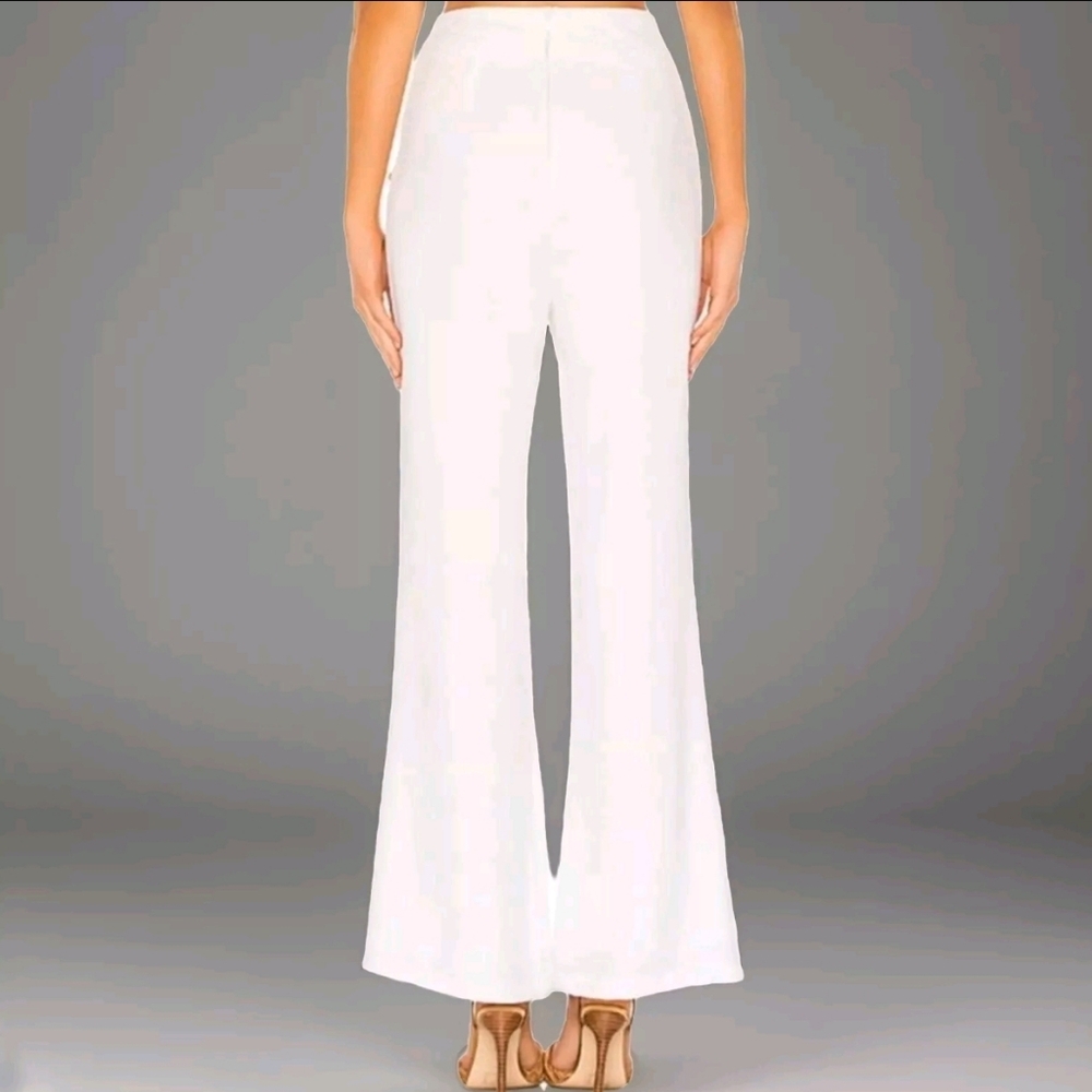 Superdown Revolve Ivory White Flared High Waist Trousers Elegant Statement Pants